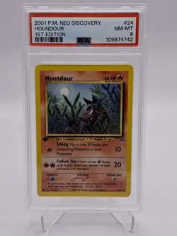 2001 Pokemon NEO DISCOVERY 1st edition HOUNDOUR #24/75 PSA 8 - Image 1