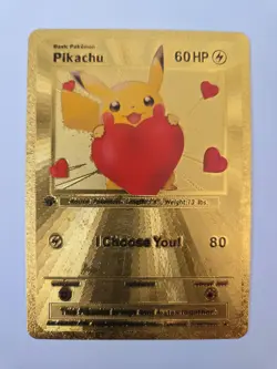 Pokemon Pikachu Valentine 60HP Gold Foil Fan Art - Image 1