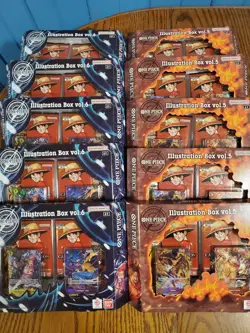 One Piece Illustration Box Vol 5 And 6 Bundle 10 Boxes Total 5 Of Each In Hand - Image 1