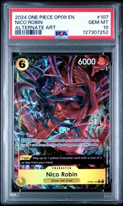 2024 One Piece Nico Robin OP09-107 Alternate Art PSA 10 Gem Mint English - Image 1