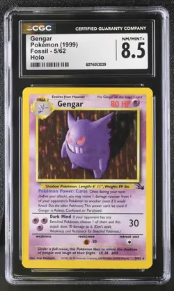 CGC 8.5 Gengar 1999 Fossil 5/62 Holo Pokemon Card - Image 1
