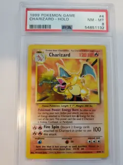 Charizard Base Set Holo Pokemon Card Base WOTC NM PSA 8 - Image 1
