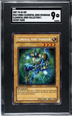 SGC 9 Yu-Gi-Oh Elemental Hero Sparkman EHC2-EN001 Secret Rare Card Mint - Image 1