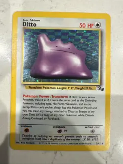 Pokemon TCG Ditto 3/62 Fossil Holo Rare Card WOTC 1999 Vintage - Image 1
