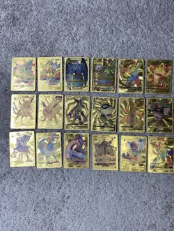 Set of 18 Snorlax,Moltres&More Rare Gold Accent Foil Fan Art Cards - Image 1