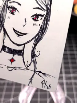 Hand Painted Altered Art Magic The Gathering MTG SWAMP Mana Anime Horn WAifu - Image 5