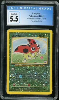 LEDYBA (2001) Pokemon Southern Islands Reverse Holo Promo 3 Swirls 7/18 CGC 5.5 - Image 1