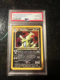 Pokemon Tyranitar 2001 Neo Discovery Holo Rare #12 PSA 10 GEM MINT 1st Edition - Image 1
