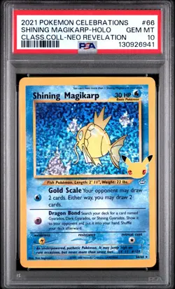 Pokemon Shining Magikarp 66/64 Celebrations Classic Collection PSA 10 GEM MINT - Image 1