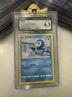 🌟1 of 1 🚀 SQUARE CUT ERROR 🔥 CGC Graded 6.5 Pokemon Piplup 35 Brilliant Stars - Image 1