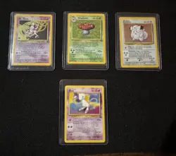 Vintage Pokemon Lot (4 cards) Rare WOTC, Holo Base Set, Jungle, Mew Promo - Image 1