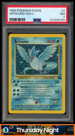 1999 POKEMON FOSSIL #2/62 ARTICUNO HOLO PSA 7 - Image 1