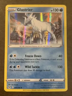 Glastrier 051/196 Swsh11: Lost Origin Holo Pokemon TCG LP - Image 1