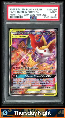 2016 POKEMON SM BLACK STAR PROMOS #SM230 CHARIZARD & BRAIXEN TAG TEAM PSA 9 - Image 1