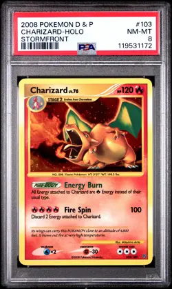 2008 POKEMON DIAMOND & PEARL STORMFRONT #103 CHARIZARD-HOLO PSA 8 - Image 1