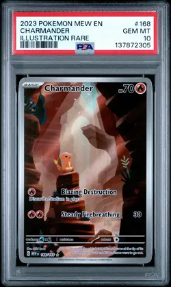 2023 POKEMON MEW EN-151 ILLUSTRATION RARE #168 CHARMANDER PSA 10 - Image 1