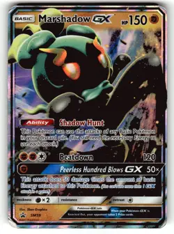 Pokemon TCG Marshado GX Black Star Promo SM59 HP/DMG Heavy Play - Image 1