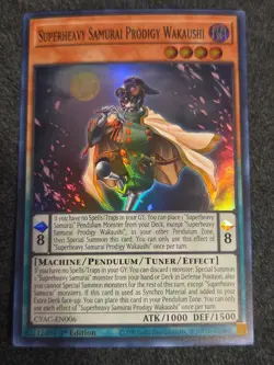 Yugioh Superheavy Samurai Prodigy Wakaushi CYAC-EN006 Super Rare 1st Ed NM - Image 1