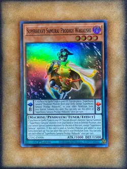 Yugioh Superheavy Samurai Prodigy Wakaushi CYAC-EN006 Super Rare 1st Ed NM - Image 1