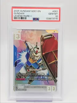 GUNDAM 2025 GUNDAM NEWTYPE RISING LEGENDARY RARE A GD01-001 PSA 10 Q6065 - Image 1