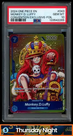 2024 ONE PIECE PROMOS EN CONVENTION EXCLUSIVE-FOIL #043 MONKEY D. LUFFY PSA 10 - Image 1
