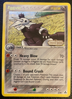 Pokemon TCG - Aggron 2/92 - EX Legend Maker (2006) - Reverse Holo Stamped - HP - Image 1