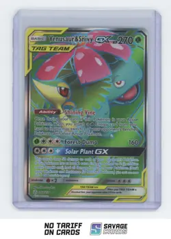 2019 Pokemon Sun & Moon Cosmic Eclipse Venusaur & Snivy GX #210/236 - Image 1