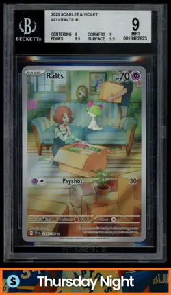 2023 POKEMON SCARLET & VIOLET #211/198 RALTS FULL ART ILLUSTRATION RARE BGS 9 - Image 1