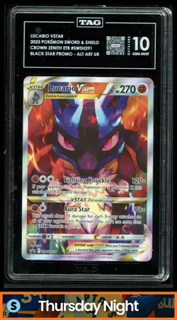 2019 POKEMON SWORD & SHIELD BLACK STAR PROMOS #SWSH291 LUCARIO VST TAG 10 - Image 1