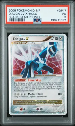 2008 POKEMON DIAMOND & PEARL BLACK STAR PROMO #DP17 DIALGA LV.X-HOLO PSA 3 - Image 1