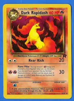 2000 Wizards Pokemon Team Rocket Unlimited Dark Rapidash 44/82 Non Holo NM-MN - Image 1