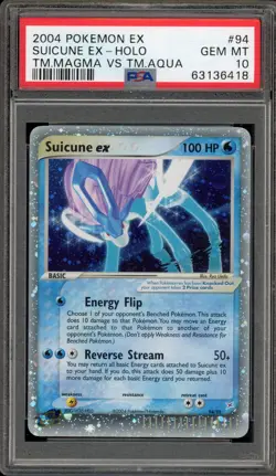 Pokemon Suicune ex EX TM Magma Vs TM Aqua Holo Ultra Rare #94 PSA 10 Gem Mint - Image 1