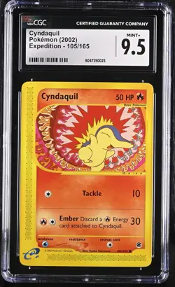 CGC 9.5 MINT+ Cyndaquil 2002 Expedition 105/165 Pokemon Card - Image 1