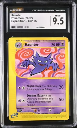 CGC 9.5 MINT+ Haunter 2002 Expedition 80/165 Pokemon Card - Image 1