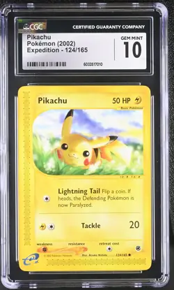Pokemon CGC 10 Pikachu 124/165 2002 Expedition Gem Mint - Image 1
