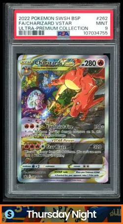 2019 POKEMON SWORD & SHIELD BLACK STAR PROMOS #SWSH262 CHARIZARD VSTAR PSA 9 - Image 1