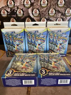 LOT 5 POKEMON SCARLET & VIOLET STELLAR CROWN 3 BOOSTER PACKS BOX NEW 🔥 15 PACKS - Image 1