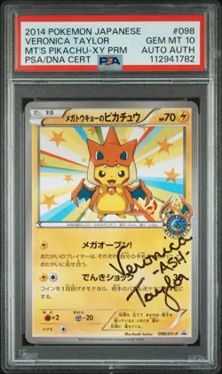 PSA Gem Mint 10 Pokemon Mega Tokyo Pikachu 098/XY-P Veronica Taylor Signed Auto - Image 1