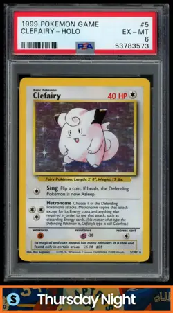 1999 POKEMON UNLIMITED #5/102 CLEFAIRY RARE HOLO PSA 6 - Image 1