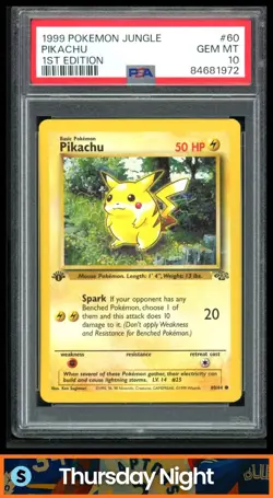 1999 POKEMON JUNGLE 1ST EDITION #60/64 PIKACHU PSA 10 - Image 1