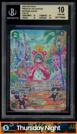 2024 ONE PIECE WINGS OF THE CAPTAIN #OP04-024 SUGAR HOLO SP BGS PRISTINE 10 - Image 1