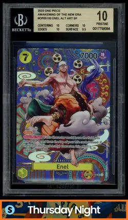 2023 ONE PIECE AWAKENING OF THE NEW ERA #OP05-100 ENEL ALTERNATE ART SP BGS 10 - Image 1