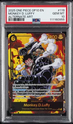 2025 ONE PIECE OP10-ROYAL BLOOD ALTERNATE ART #118 MONKEY D. LUFFY PSA 10 - Image 1