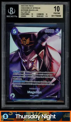 2023 ONE PIECE KINGDOMS OF INTRIGUE #OP02-085 MAGELLAN ALTERNATE ART SP BGS 10 - Image 1