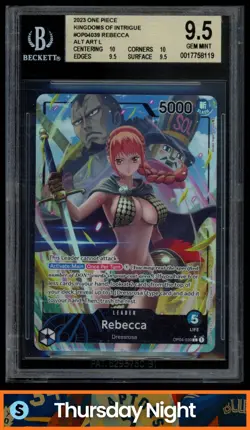 2023 ONE PIECE KINGDOMS OF INTRIGUE #OP04-039 REBECCA ALTERNATE ART BGS 9.5 - Image 1