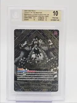 MARSHALL D TEACH 2025 ONE PIECE GOLD FOIL SP 3RD ANNIVERSARY 093 BGS 10 Q6065 - Image 1