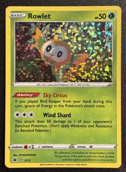 Rowlet 2/15 - Holo - Pokemon TCG McDonalds 2022 Collection - M/LP Card - Image 1