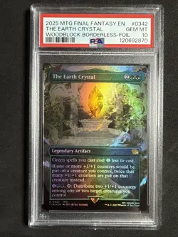 2025 MTG FINAL FANTASY WOODBLOCK BORDERLESS-FOIL #0342 THE EARTH CRYSTAL PSA 10 - Image 1