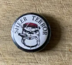 UBER RARE VINTAGE SHEER TERROR NEW YORK HARDCORE PUNK 1” PINBACK PIN - Image 1