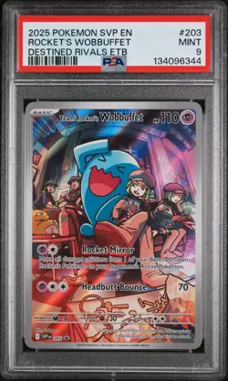 TEAM ROCKET'S WOBBUFFET #203 Pokemon Destined Rivals ETB Promo PSA 9 Mint - Image 1